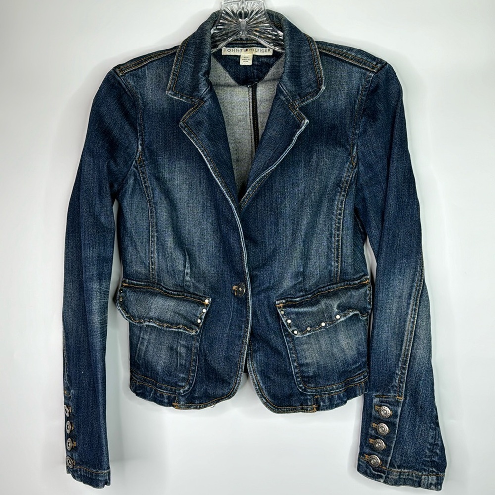 Vintage Tommy Hilfiger Denim Jean Jacket Size Small Y2K
